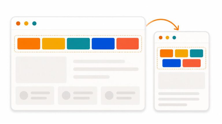 Light-mode Flexbox navigation displayed in one row on desktop and wrapped into two rows on mobile